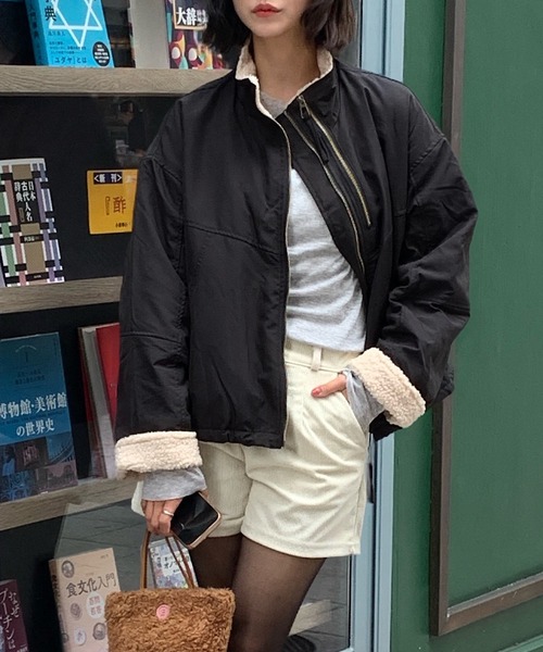 Teem Store(チームストア)の「【再入荷】【裏ボア】スタンドネックあったかいブルゾン(ブルゾン・レディース・ベージュ/ピンク/ブラック・M)」の19枚目の写真