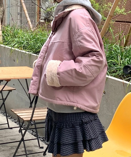 Teem Store(チームストア)の「【再入荷】【裏ボア】スタンドネックあったかいブルゾン(ブルゾン・レディース・ベージュ/ピンク/ブラック・M)」の15枚目の写真