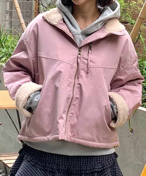 Teem Store(チームストア)の「【再入荷】【裏ボア】スタンドネックあったかいブルゾン(ブルゾン・レディース・ベージュ/ピンク/ブラック・M)」の16枚目の写真