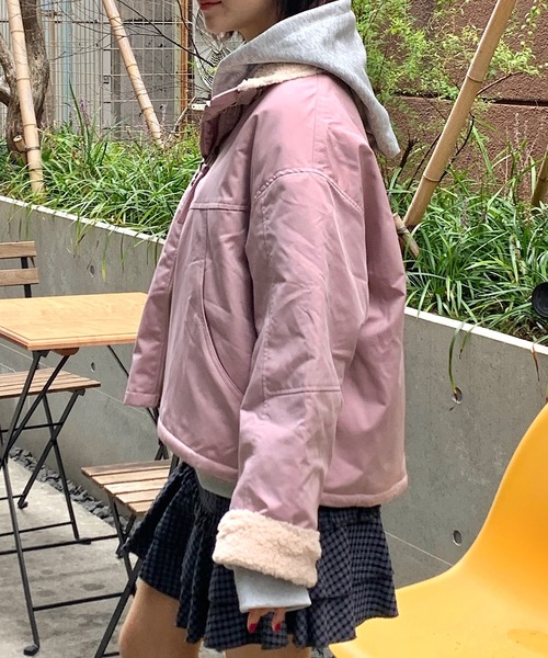 Teem Store(チームストア)の「【再入荷】【裏ボア】スタンドネックあったかいブルゾン(ブルゾン・レディース・ベージュ/ピンク/ブラック・M)」の18枚目の写真