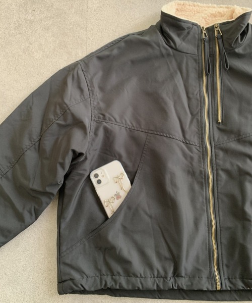Teem Store(チームストア)の「【再入荷】【裏ボア】スタンドネックあったかいブルゾン(ブルゾン・レディース・ベージュ/ピンク/ブラック・M)」の5枚目の写真
