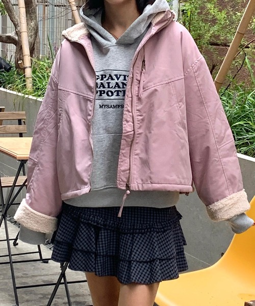 Teem Store(チームストア)の「【再入荷】【裏ボア】スタンドネックあったかいブルゾン(ブルゾン・レディース・ベージュ/ピンク/ブラック・M)」の11枚目の写真
