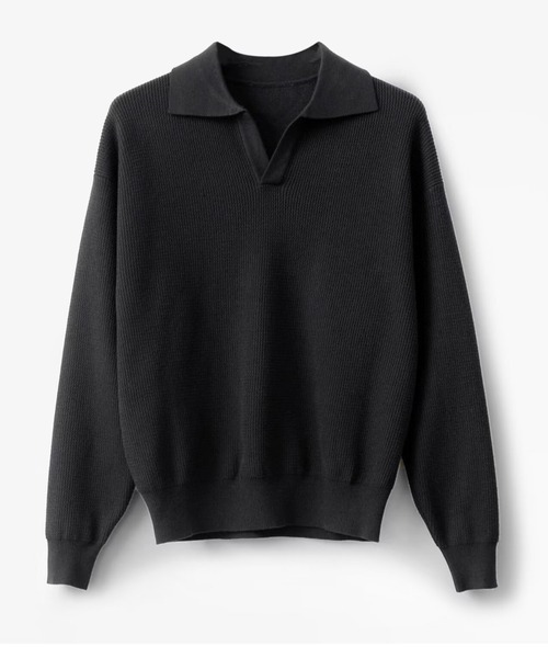 CREARE -LINO-(クレアーレリノ)の「ベーシックオープンカラーニットポロ(ポロシャツ・メンズ・ブラック/グレー・L/M)」の6枚目の写真