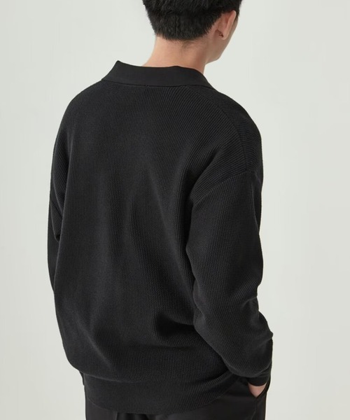 CREARE -LINO-(クレアーレリノ)の「ベーシックオープンカラーニットポロ(ポロシャツ・メンズ・ブラック/グレー・L/M)」の8枚目の写真