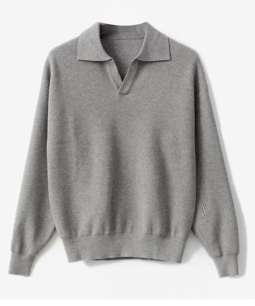 CREARE -LINO-(クレアーレリノ)の「ベーシックオープンカラーニットポロ(ポロシャツ・メンズ・ブラック/グレー・L/M)」の4枚目の写真