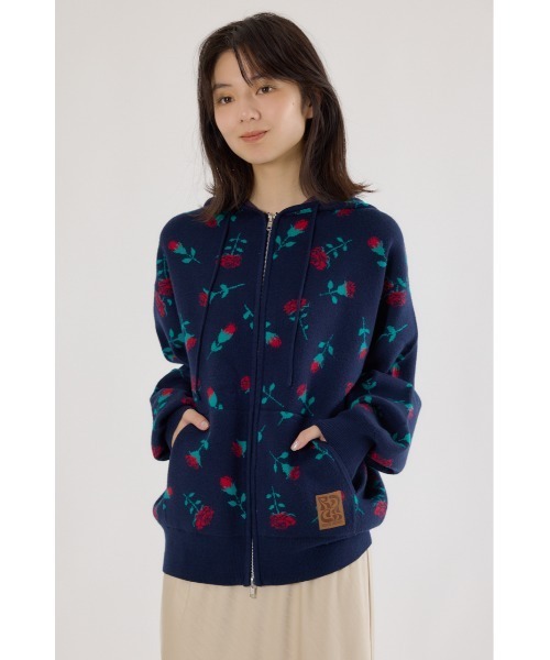 RODEO CROWNS WIDE BOWL（ロデオクラウンズワイドボウル）の「ジャガードニットジップパーカー（パーカー・レディース・ブラック/グリーン系その他2/ブルー系その他3/グレー系その他・FREE）」の12枚目の写真