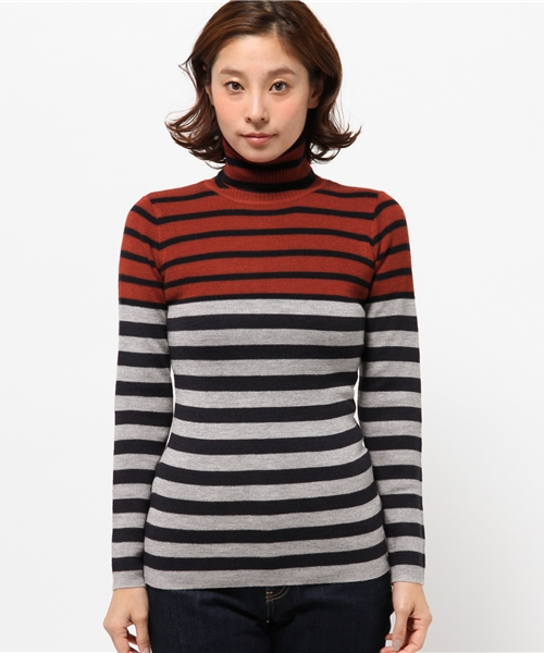 OUTLET（アウトレット）の「【CAPRICIEUX LE'MAGE】3カラーリブタートル（ニット/セーター・レディース・ネイビー/レンガ・FREE）」の4枚目の写真