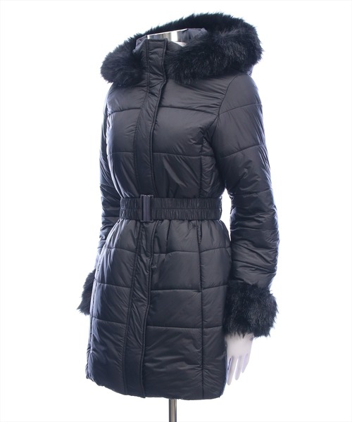 clear（クリア）の「ベルト付きミドル丈中綿ダウン［大人 カジュアル 着回し力抜群］（ダウンジャケット/コート・レディース・アイボリー/ブラック・F）」の9枚目の写真