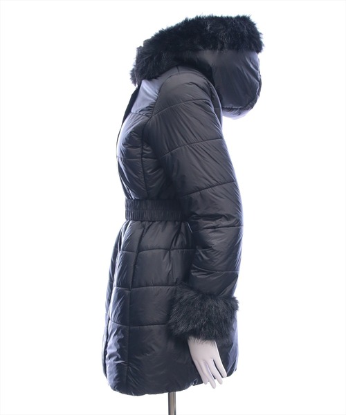 clear（クリア）の「ベルト付きミドル丈中綿ダウン［大人 カジュアル 着回し力抜群］（ダウンジャケット/コート・レディース・アイボリー/ブラック・F）」の10枚目の写真