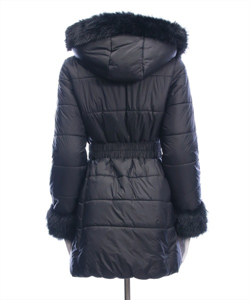 clear（クリア）の「ベルト付きミドル丈中綿ダウン［大人 カジュアル 着回し力抜群］（ダウンジャケット/コート・レディース・アイボリー/ブラック・F）」の12枚目の写真