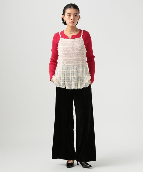 BAYFLOW（ベイフロー）の「プリーツキャミビスチェ（キャミソール・レディース・ブラック/オフホワイト・FREE）」の3枚目の写真