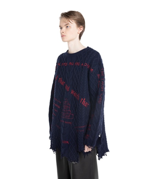 DAIRIKU（ダイリク）の「"TATTOO" Embroidery Cable Knit（ニット/セーター・メンズ・ブラック/ネイビー・L）」の7枚目の写真