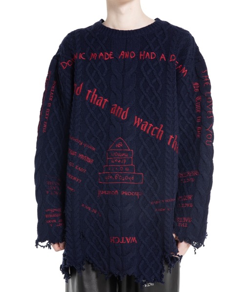 DAIRIKU（ダイリク）の「"TATTOO" Embroidery Cable Knit（ニット/セーター・メンズ・ブラック/ネイビー・L）」の9枚目の写真