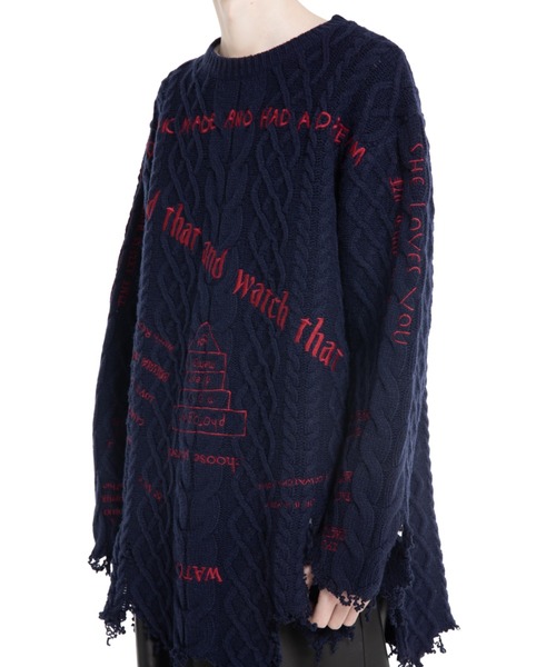 DAIRIKU（ダイリク）の「"TATTOO" Embroidery Cable Knit（ニット/セーター・メンズ・ブラック/ネイビー・L）」の10枚目の写真