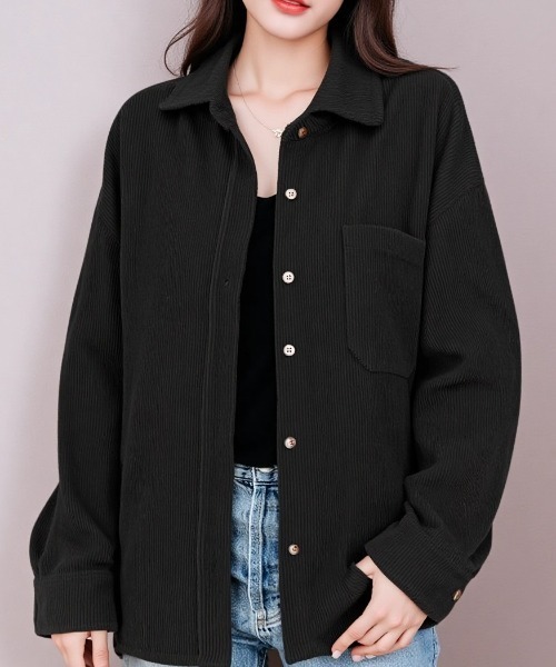 cammie(キャミー)の「コーデュロイカラーシャツ(シャツ/ブラウス・レディース・アイボリー/ブラック・M/L)」の8枚目の写真