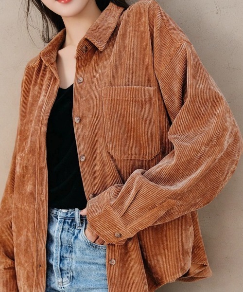 cammie(キャミー)の「コーデュロイカラーシャツ(シャツ/ブラウス・レディース・アイボリー/ブラック・M/L)」の11枚目の写真