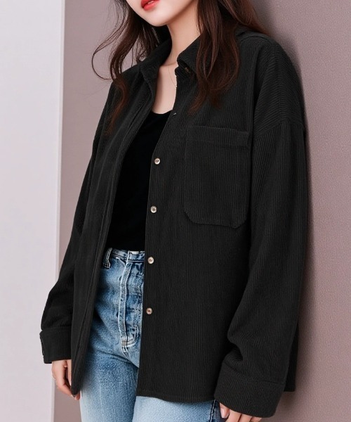 cammie(キャミー)の「コーデュロイカラーシャツ(シャツ/ブラウス・レディース・アイボリー/ブラック・M/L)」の10枚目の写真