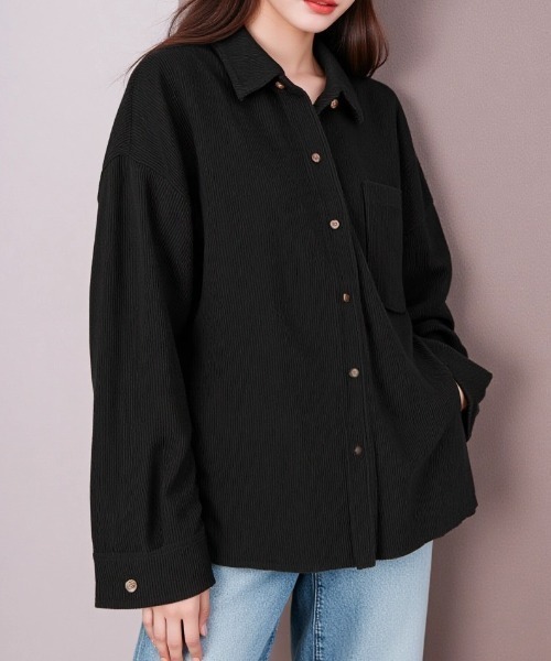 cammie(キャミー)の「コーデュロイカラーシャツ(シャツ/ブラウス・レディース・アイボリー/ブラック・M/L)」の7枚目の写真