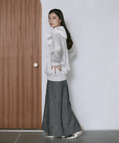 Firsthand（ファーストハンド）の「Firsthand/ファーストハンド フラワー刺繍 Iライン イージースカート（スカート・レディース・ブラック/チャコールグレー・S/M）」の22枚目の写真