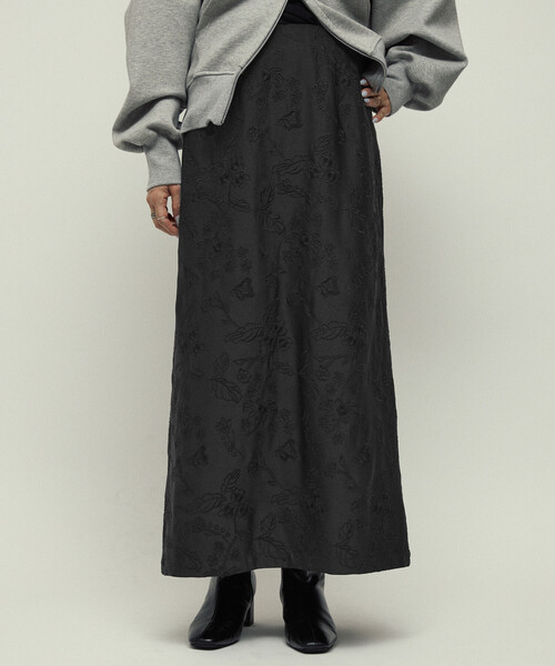 Firsthand（ファーストハンド）の「Firsthand/ファーストハンド フラワー刺繍 Iライン イージースカート（スカート・レディース・ブラック/チャコールグレー・S/M）」の12枚目の写真