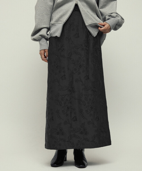 Firsthand（ファーストハンド）の「Firsthand/ファーストハンド フラワー刺繍 Iライン イージースカート（スカート・レディース・ブラック/チャコールグレー・S/M）」の14枚目の写真