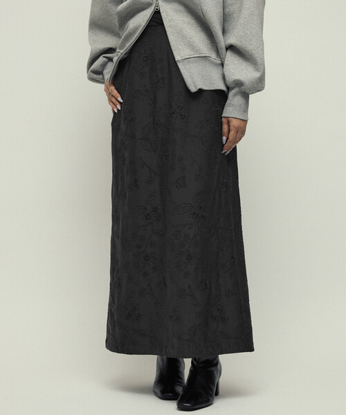 Firsthand（ファーストハンド）の「Firsthand/ファーストハンド フラワー刺繍 Iライン イージースカート（スカート・レディース・ブラック/チャコールグレー・S/M）」の15枚目の写真