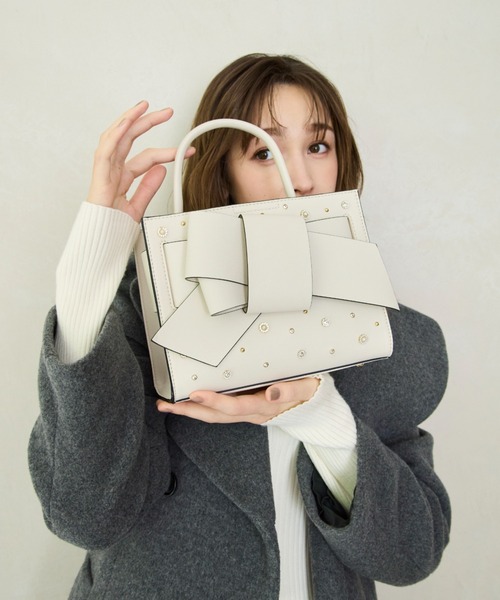 ルエル】ビジューリボンミドルバッグ（ハンドバッグ）｜FRAY I.D