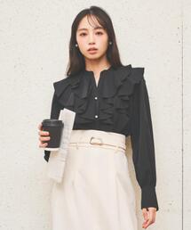 SWINGLE | パールボタン付フリルブラウス(シャツ/ブラウス)