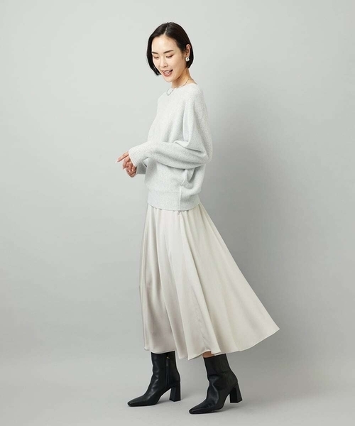MICHEL KLEIN（ミッシェル・クラン）の「[定番人気]ホールガーメント(R)ドルマンスリーブニット（ニット/セーター・レディース・ライトグレー/アイボリー/ブルー/パープル・38）」の8枚目の写真