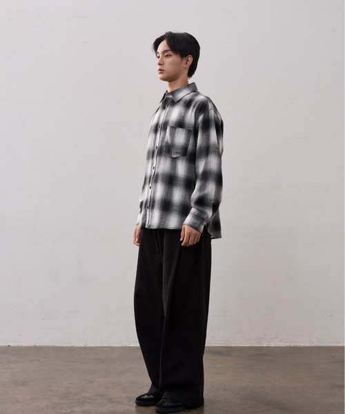 THE CLE(ザクレ)の「FADE CHECK SHIRT / フェードチェックシャツ【チェック柄】【フェード加工】 シャツ トップス メンズ(シャツ/ブラウス・メンズ・ブラック・FREE)」の2枚目の写真