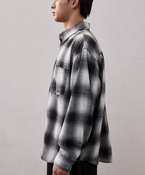 THE CLE(ザクレ)の「FADE CHECK SHIRT / フェードチェックシャツ【チェック柄】【フェード加工】 シャツ トップス メンズ(シャツ/ブラウス・メンズ・ブラック・FREE)」の5枚目の写真