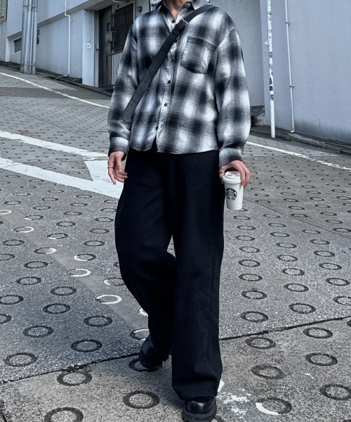 THE CLE(ザクレ)の「FADE CHECK SHIRT / フェードチェックシャツ【チェック柄】【フェード加工】 シャツ トップス メンズ(シャツ/ブラウス・メンズ・ブラック・FREE)」の6枚目の写真