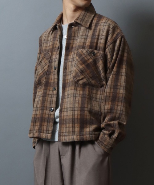 ANPAS(アンパス)の「Heavyweight Flannel CPO Shirt/ヘビーネルCPOチェックシャツ 長袖シャツ ネルシャツ シャツジャケット メンズ(シャツ/ブラウス・メンズ・ベージュ/ブラウン/ブラック・L/M)」の3枚目の写真