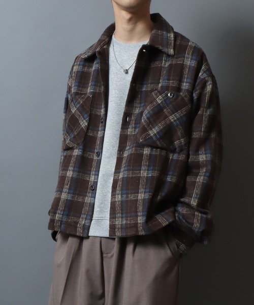 ANPAS(アンパス)の「Heavyweight Flannel CPO Shirt/ヘビーネルCPOチェックシャツ 長袖シャツ ネルシャツ シャツジャケット メンズ(シャツ/ブラウス・メンズ・ベージュ/ブラウン/ブラック・L/M)」の2枚目の写真