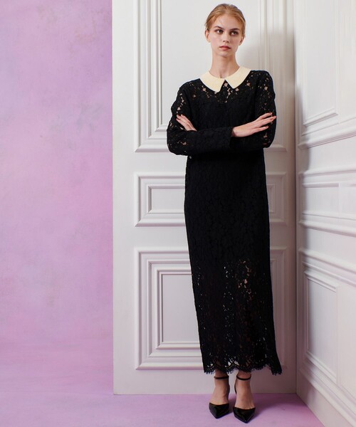 LOULOU WILLOUGHBY】パールネックレースワンピース（ワンピース