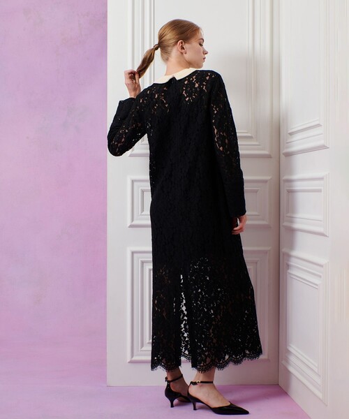 LOULOU WILLOUGHBY】パールネックレースワンピース（ワンピース