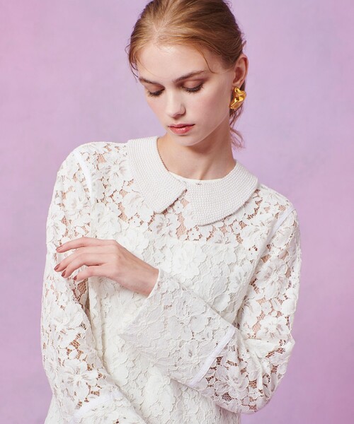 LOULOU WILLOUGHBY】パールネックレースワンピース（ワンピース