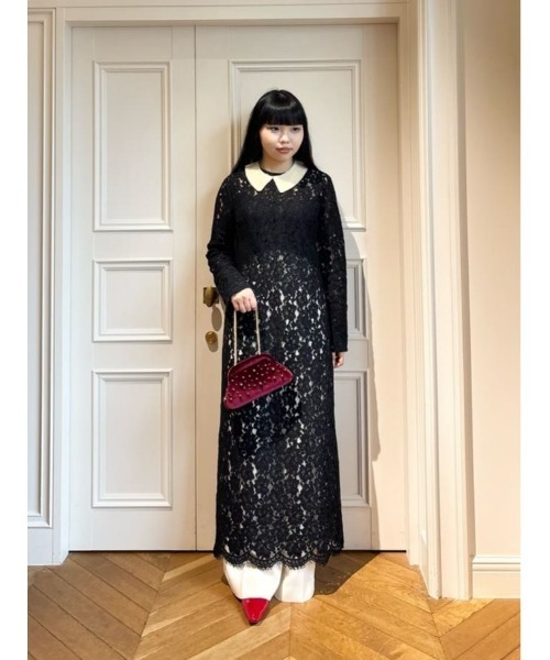 LOULOU WILLOUGHBY】パールネックレースワンピース（ワンピース