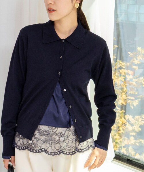 ウォッシャブル裾レース2WAYオトナサテンブラウス（シャツ/ブラウス