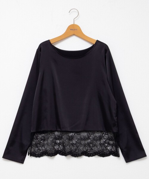 NOLLEY'S ウォッシャブル裾レース2WAYオトナサテンブラウス ウォッシャブル裾レース2WAYオトナサテンブラウス（シャツ/ブラウス