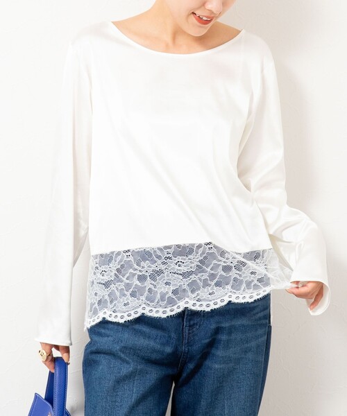 NOLLEY’S（ノーリーズ）の「ウォッシャブル裾レース2WAYオトナサテンブラウス（シャツ/ブラウス・レディース・ホワイト/ブラック/ネイビー・38）」の19枚目の写真