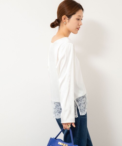 NOLLEY’S（ノーリーズ）の「ウォッシャブル裾レース2WAYオトナサテンブラウス（シャツ/ブラウス・レディース・ホワイト/ブラック/ネイビー・38）」の21枚目の写真