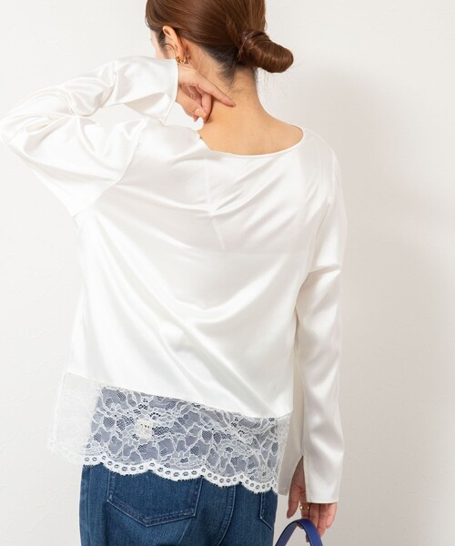 NOLLEY’S（ノーリーズ）の「ウォッシャブル裾レース2WAYオトナサテンブラウス（シャツ/ブラウス・レディース・ホワイト/ブラック/ネイビー・38）」の22枚目の写真