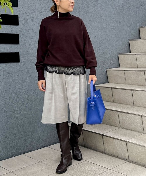 ウォッシャブル裾レース2WAYオトナサテンブラウス（シャツ/ブラウス