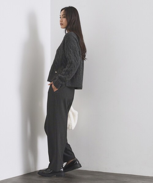 OPAQUE.CLIP(オペークドットクリップ)の「MIXミドルゲージケーブルニット【洗濯機OK】(ニット/セーター・レディース・チャコールグレー/オレンジ/ベージュ・42/40/38)」の15枚目の写真