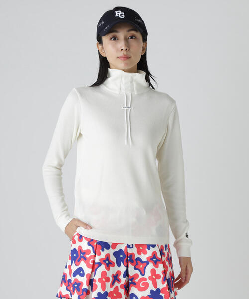 PEARLY GATES（パーリーゲイツ）の「【PEARLY GATES】セルヒートリブフェイス長袖モックネックカットー（Tシャツ/カットソー・レディース・ホワイト/パープル/ネイビー・SMALL/MEDIUM/LARGE）」の4枚目の写真