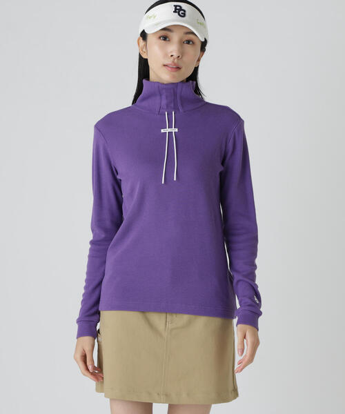 PEARLY GATES（パーリーゲイツ）の「【PEARLY GATES】セルヒートリブフェイス長袖モックネックカットー（Tシャツ/カットソー・レディース・ホワイト/パープル/ネイビー・SMALL/MEDIUM/LARGE）」の10枚目の写真
