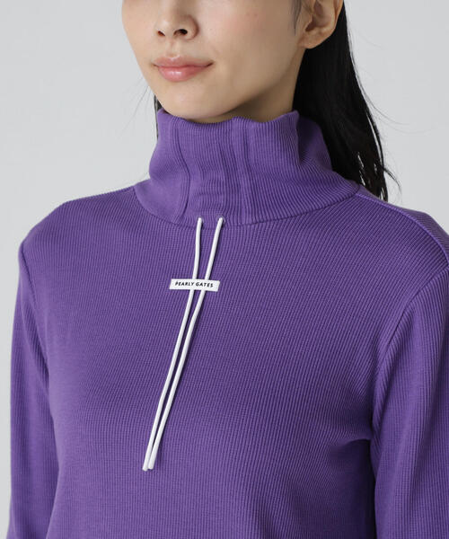 PEARLY GATES（パーリーゲイツ）の「【PEARLY GATES】セルヒートリブフェイス長袖モックネックカットー（Tシャツ/カットソー・レディース・ホワイト/パープル/ネイビー・SMALL/MEDIUM/LARGE）」の14枚目の写真