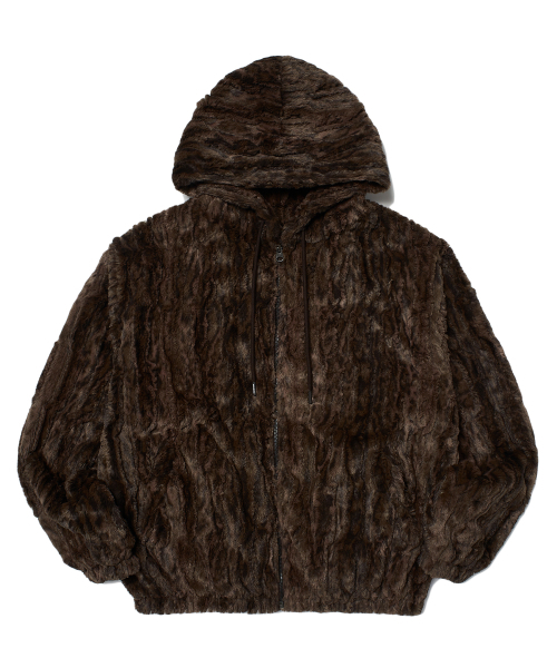 WKNDRS(ウィーキャンドース)の「FAUX FUR ZIPUP HOODIE (BROWN)(ムートンコート・レディース・その他・X-LARGE/MEDIUM/LARGE)」の1枚目の写真