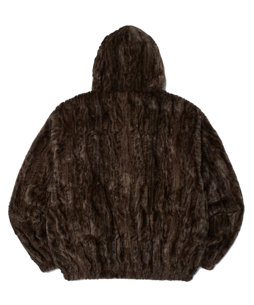 セール】FAUX FUR ZIPUP HOODIE (BROWN)（ムートンコート）｜WKNDRS